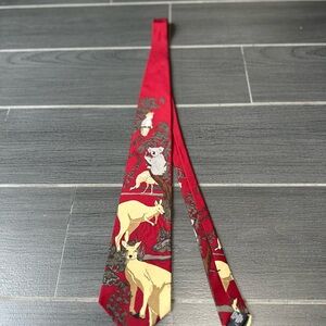 Red Designer Tie with Animal Print